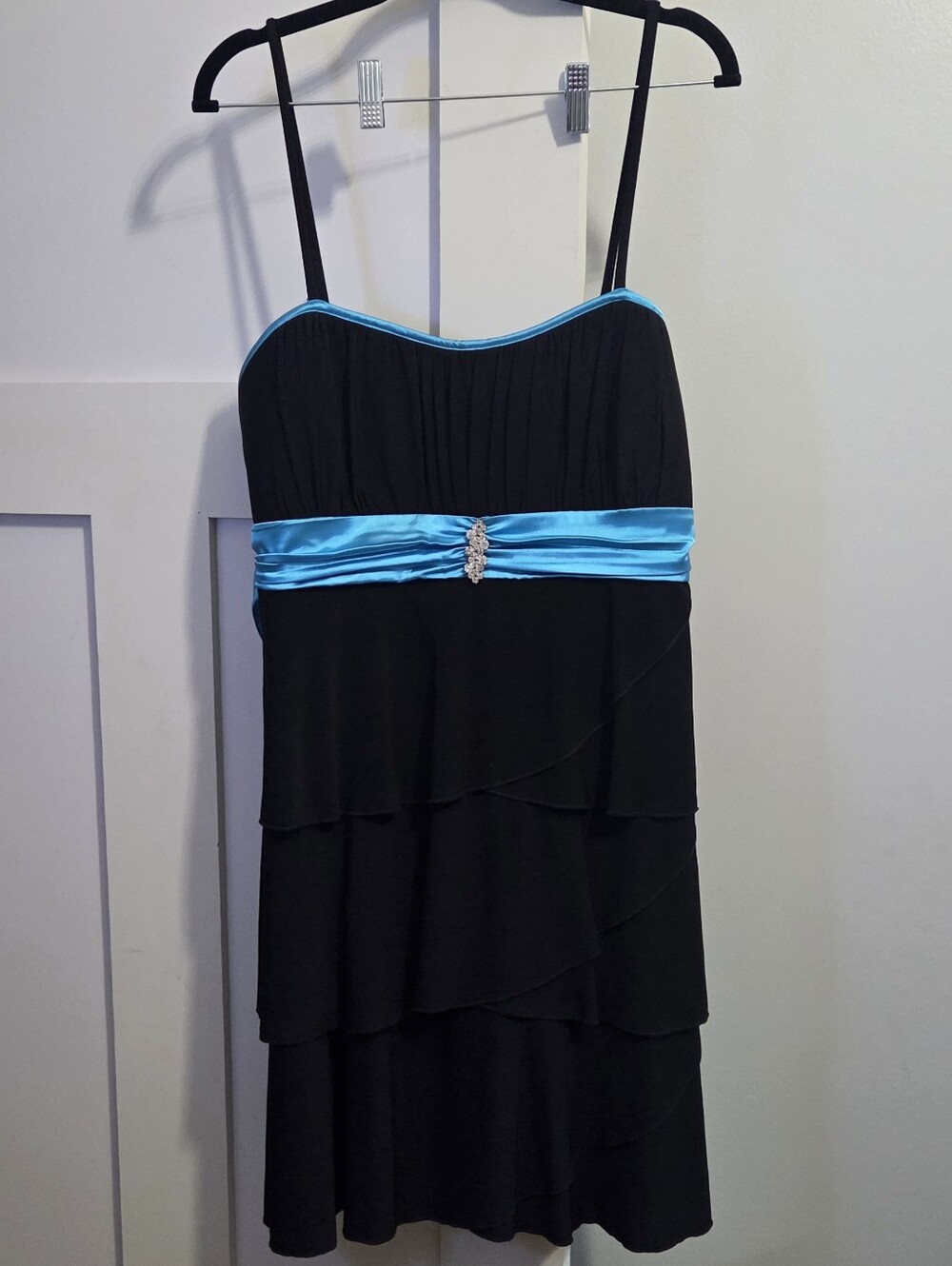 Vintage Taboo Black Dress with Bold Blue Contrast